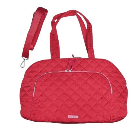 Vera Bradley Weekender Travel Duffel Bag Cardinal Red Performance Twill Carry On - Picture 10 of 12